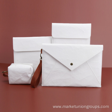 Vintage Kraft Envelop Handbag White Slim Paper Clutch Bag